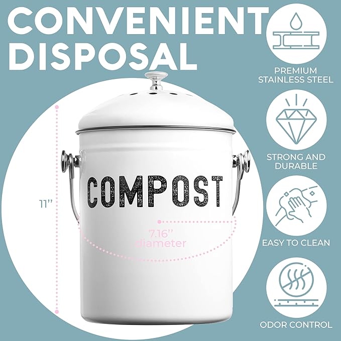 EPICA Countertop Compost Bin Kitchen | 1.3 Gallon | Odorless Composting Bin - Image 6