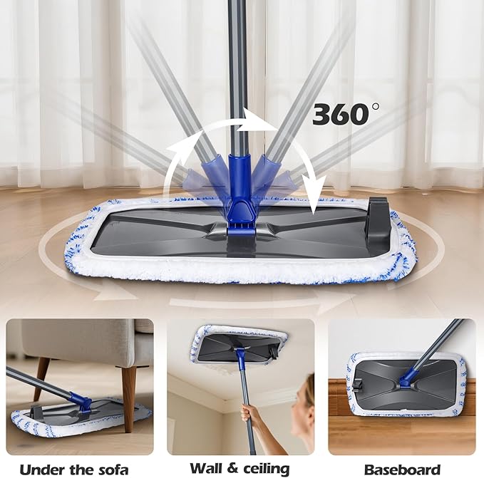 MASTERTOP Microfibre Flat Mop, Extended Wet Dry Large Floor Mop - Image 3