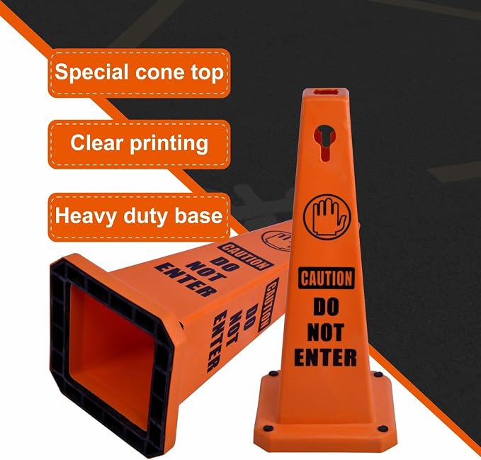 4-Pack 26.5" Caution Cones, 4-Sided Visible Safety Signs - Image 4