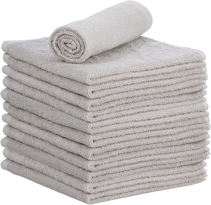 Superio Cotton Terry Washcloths Grey Towels 100% Cotton Cleaning Cloth 16" Rags by Superio