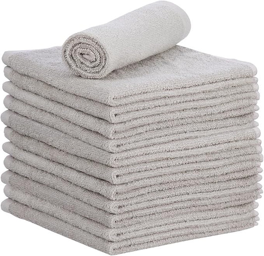 Superio Cotton Terry Washcloths Grey Towels 100% Cotton Cleaning Cloth 16" Rags by Superio