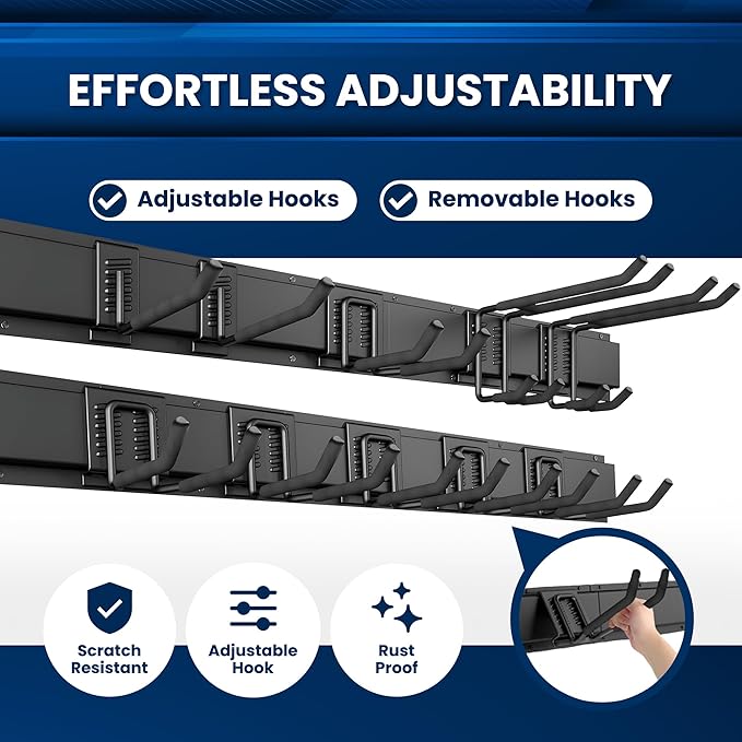 64'' All-Metal Garage Tool Organizer Wall Mount – Heavy-Duty Tool Rack Holds - Image 4