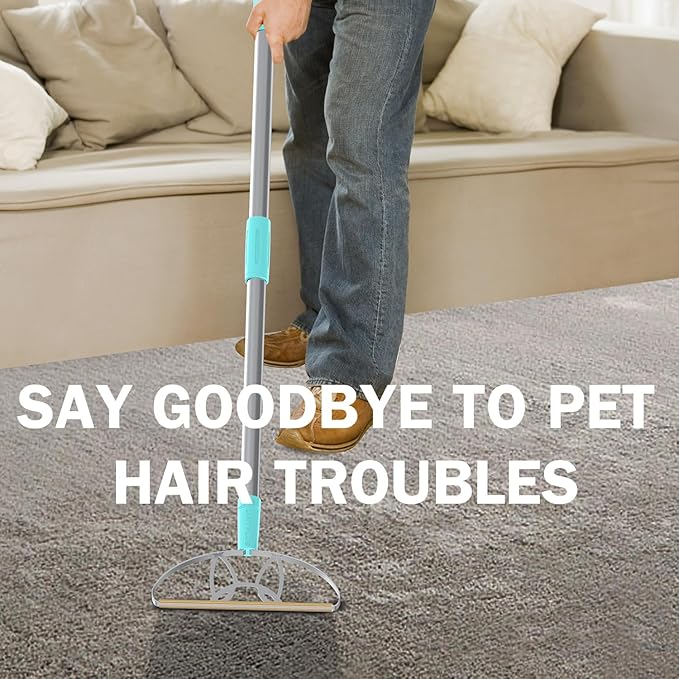 63“Ultra Long Carpet Rake by LINTPLUS-Heavy Duty Carpet Scraper & Pet Hair - Image 6