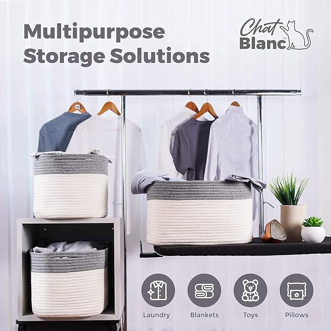 CHAT BLANC Cotton Rope Baskets for Organizing | Storage Baskets for Shelves | - Image 5