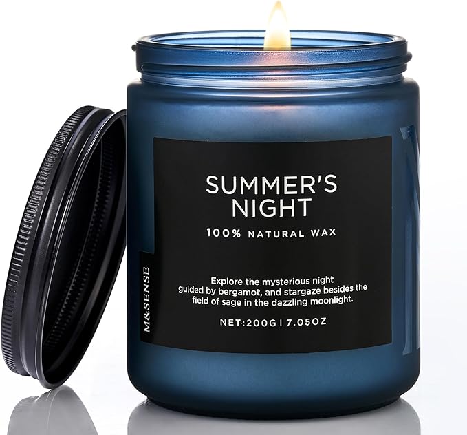 M&SENSE Summer's Night Scented Candle, All Natural Soy Wax Clean Non Toxic by MSENSE