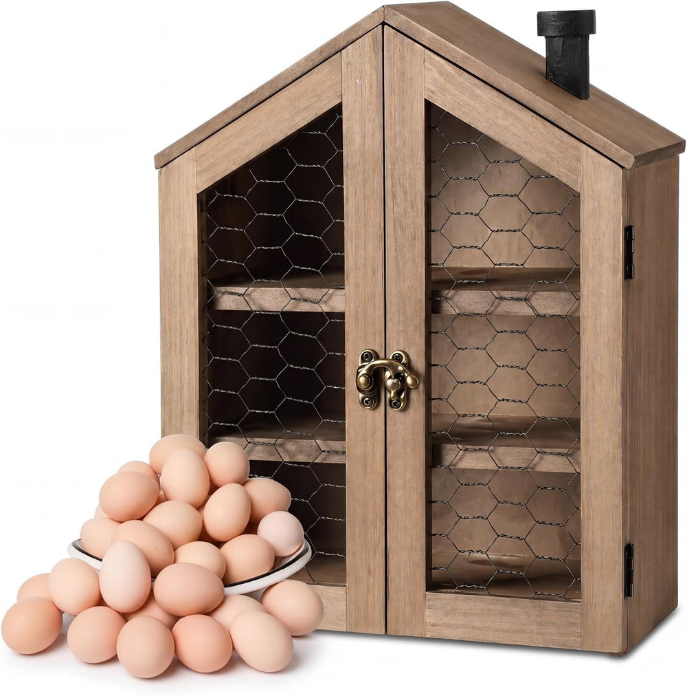 Xuhal Wooden Egg Holder Countertop Farmhouse House Shape Egg Storage Decor 3 ...