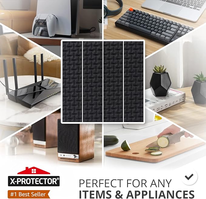 X-PROTECTOR 8 PCS Non-Slip Furniture Pads 1' x 4' Rubber Grips Self-Adhesive - Image 2