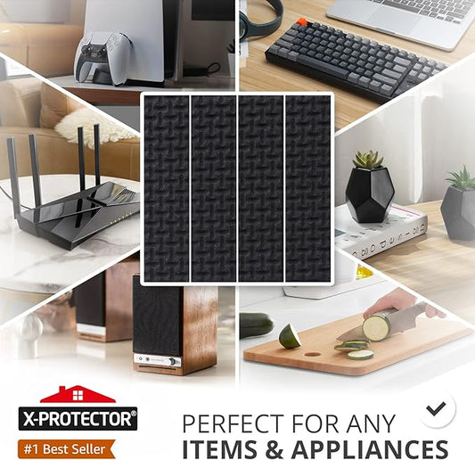 X-PROTECTOR 8 PCS Non-Slip Furniture Pads 1' x 4' Rubber Grips Self-Adhesive - Image 2
