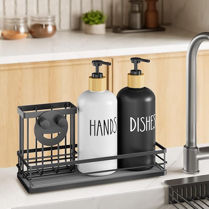Moforoco Kitchen Dish Soap Dispenser Set, 16OZ Glass Bottle, Hand and Dish Soap - Image 7