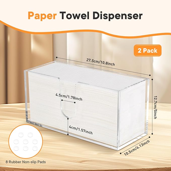 2Pcs Acrylic Paper Towel Dispenser, Paper Towel Holder Countertop Clear Multi - Image 2