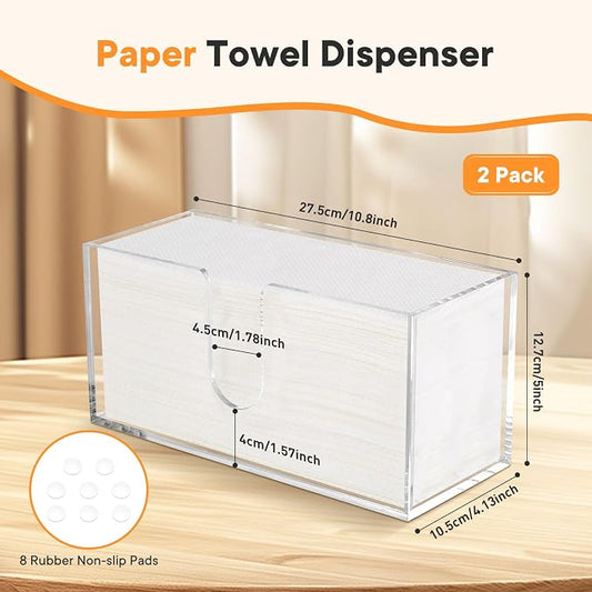 2Pcs Acrylic Paper Towel Dispenser, Paper Towel Holder Countertop Clear Multi - Image 2