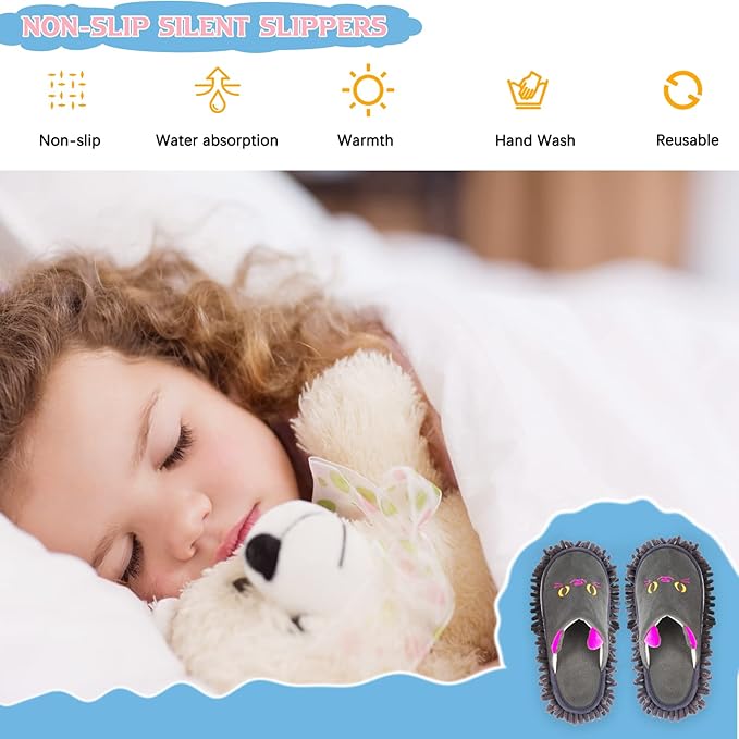 Warm Microfiber Slippers Floor Dust Dirt Hair Mop Slippers Shoes Anti-slip - Image 3