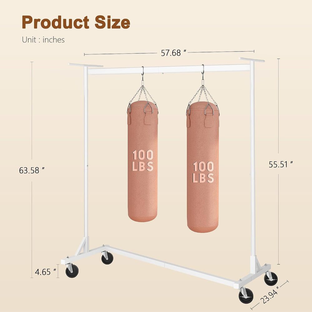 Hoctieon Z Clothes Rack with Cover, Metal Heavy Duty Clothing Rack, Rolling G...