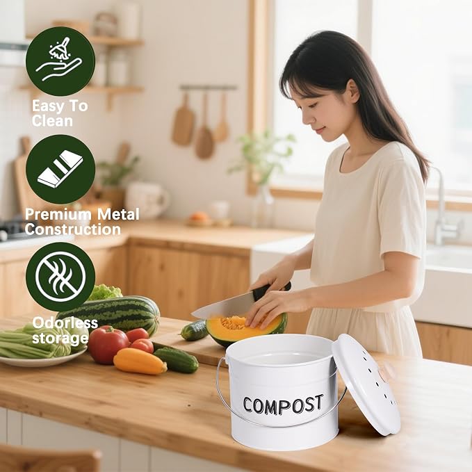 Compost Bin for Kitchen Counter, 1 Gallon Compost Bucket - Image 8