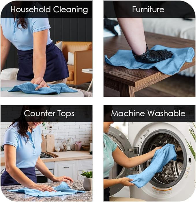 Avalon Towels Microfiber Cleaning Cloths Size 16" x 16", Highly Absorbent - Image 3