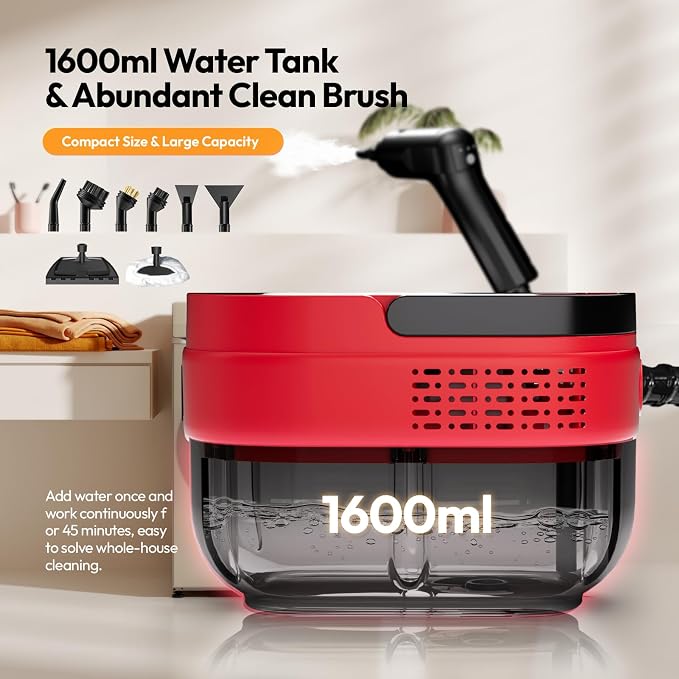 Steam Cleaner, 2500w Steamer for Cleaning, 3-Garde Adjustable Handle, 1.6L - Image 4