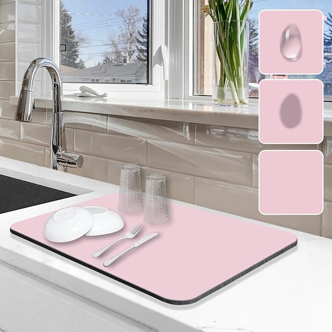 Dish Drying Mat for Kitchen Counter, Hide Stain Anti Absorbent for Kitchen by Etomiel