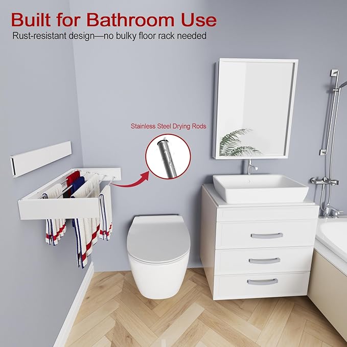 Wall Mounted Drying Rack 31.5", Foldable Laundry Drying Rack - Image 4