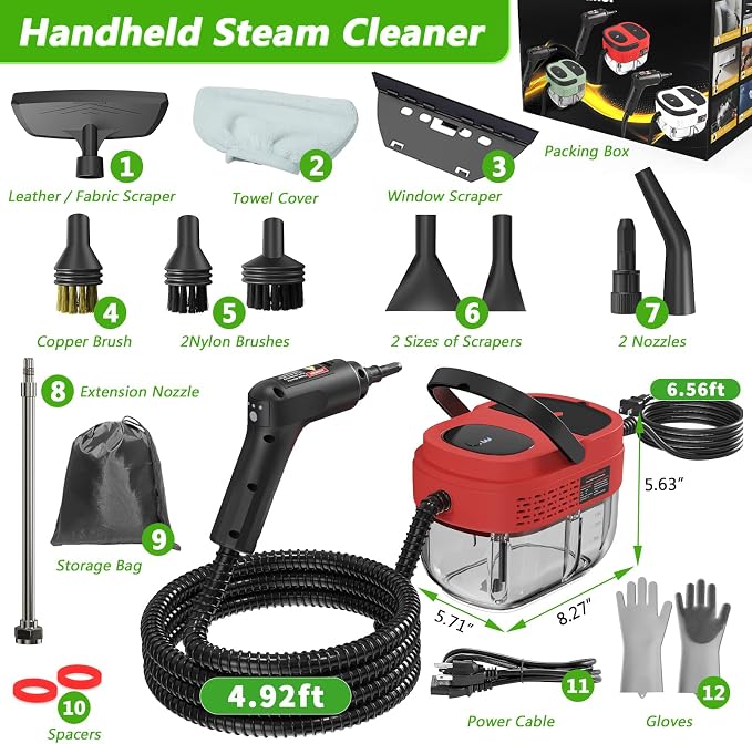 Handheld Steam Cleaner, 2500W High Pressure Steamer - Image 3