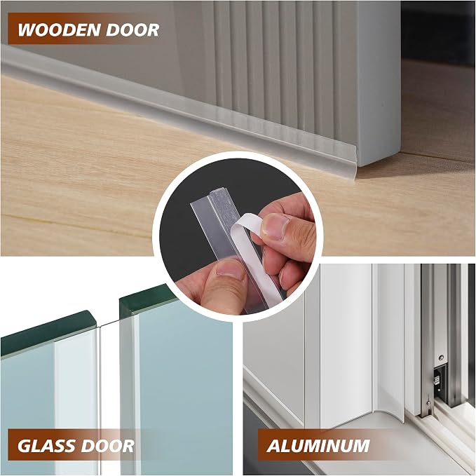 RECAPS 25mm 16.4 Feet Silicone Weather Stripping Door Seal, Transparent Under - Image 4