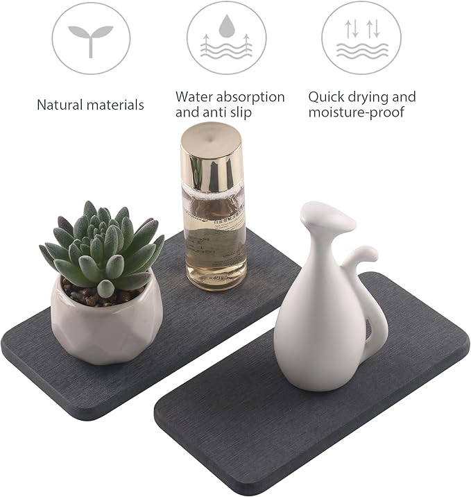 2 Pcs Water Absorbing Stone Trays, Kitchen/Bathroom Sink Soap Dish, Diatomite - Image 2