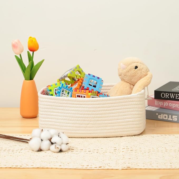 Small Storage Baskets for Organizing | Closet Organizer Bins | Shelf Toy Basket - Image 5