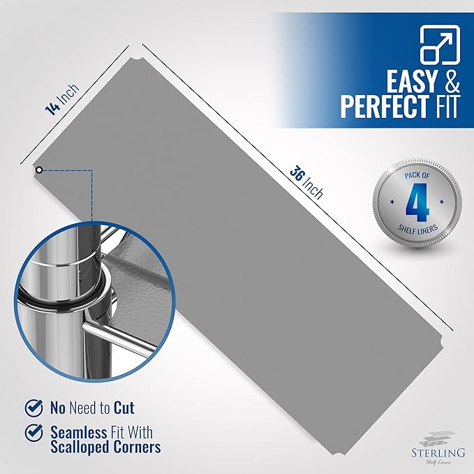 Sterling Shelf Liners for Wire Shelf System: Set of 4 in Graphite: 14 x 36 - Image 2