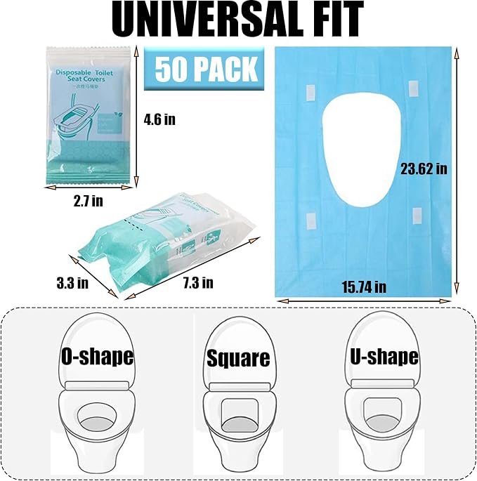 50 Pack Toilet Seat Covers Disposable 16x24 Inch XL Portable Toilet Liners - Image 2