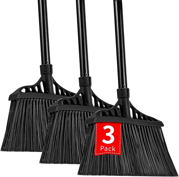 3-Pack Heavy Duty Broom, Commercial Broom by Tiumso