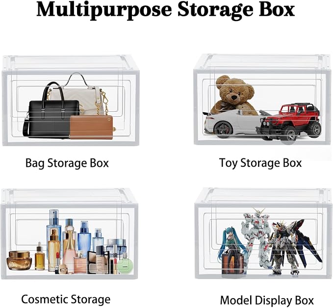10 Pack Shoe Storage Box Clear Hard Plastic Shoe Organizer Stackable Hats - Image 5