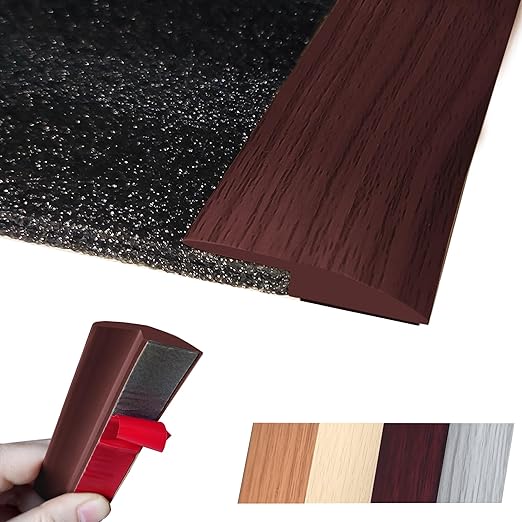 1/5 inch Height Floor Transition Strip, Self Adhesive Carpet Wood Tile Vinyl by MaxirocHomeEnhancements