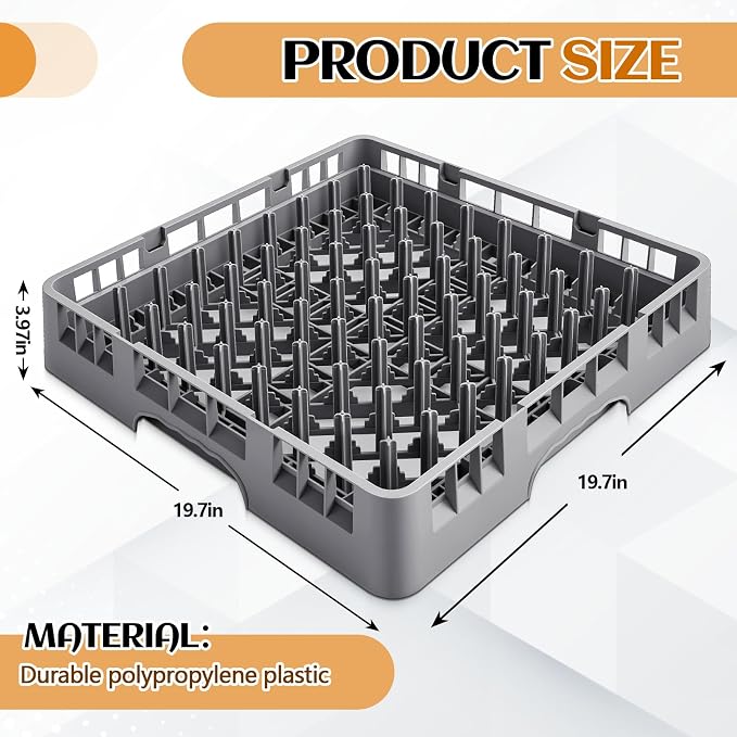 Commercial Dishwasher Tray Rack Polypropylene Full Size Flatware Rack - Image 2