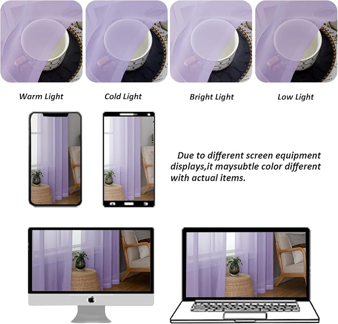 Chyhomenyc Sheer Valances for Windows 2 Pack, Small Window Curtains for Living - Image 4