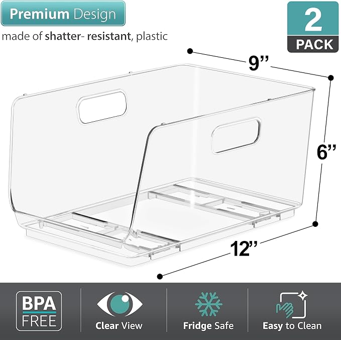 Sorbus Stackable Storage Bins Open Front - Image 2