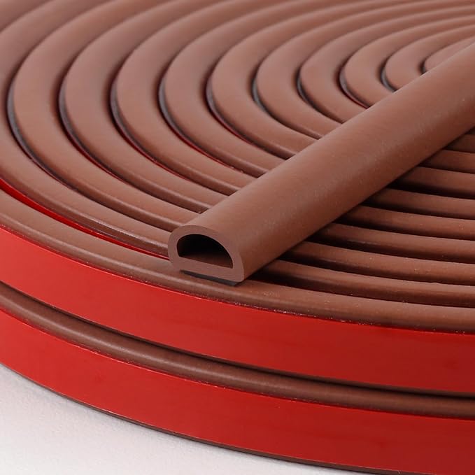 Silicone D Shape Weather Stripping 19.7 Feet Self Adhesive Seal Strip by Benory