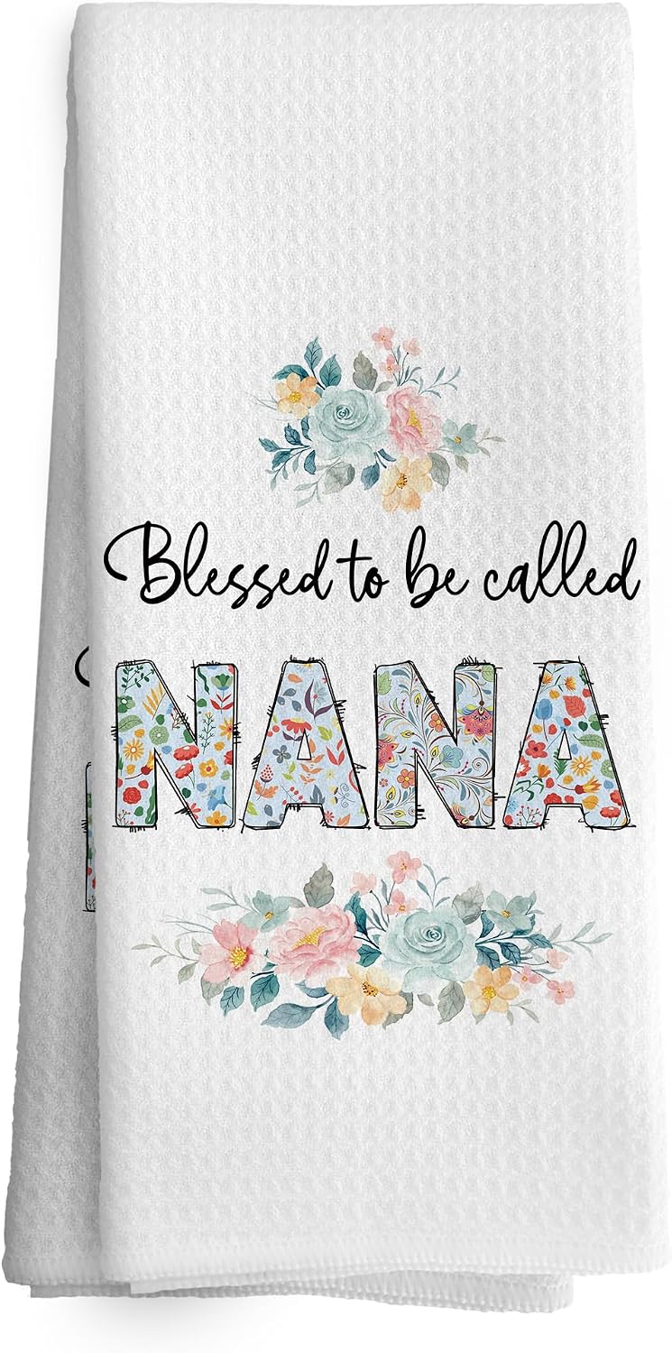 Nana Gifts Kitchen Towels, Nana Gifts from Grandkids Dish Towel Dishcloth 16x24 Inches, Grandma Gift for Mothers Day Decorative Absorbent Hand Tea Towels Decor