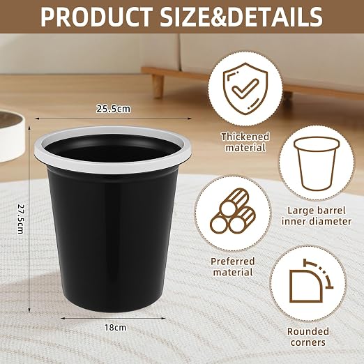 Maxdot 36 Pcs Bathroom Trash Cans Bulk 2 Gallon Small Waste Basket Round - Image 2