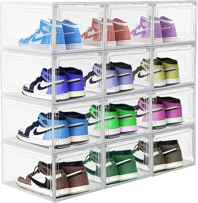 9 Pack Thicken Shoe Organizer Stackable Upgraded Sturdy Transparent Shoe - Image 7