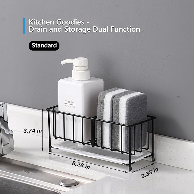 Kavciva Sink Caddy Sponge Holder, 304 Stainless Steel Dish Brush Holder - Image 3
