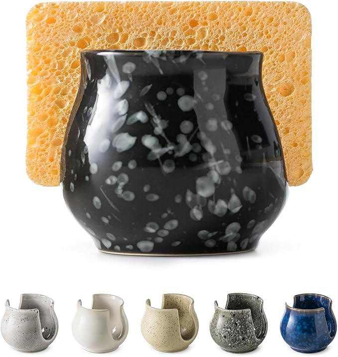 Kitchen Sponge Holder, Ceramic Dish Sponge Holder Kithen Sink Organizer by LAUCHUH