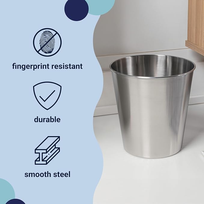 happimess HPM1113C Nolan Modern Classic Smooth Steel 2-Gallon Wastebasket - Image 3