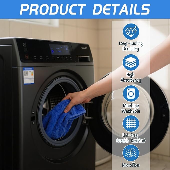 4 Pack Extra Large Microfiber Cleaning Cloths 20"x30", Lint-Free Reusable Towels - Image 3