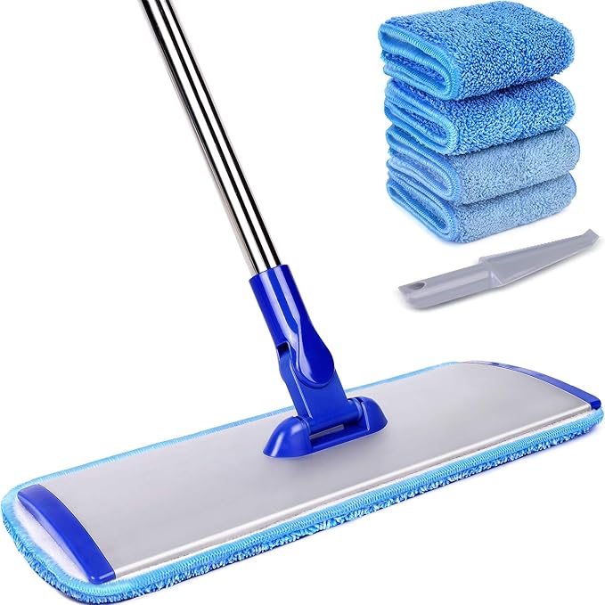 18" Professional Microfiber Mop Floor Cleaning System, Flat Mop by Makelifeeasier