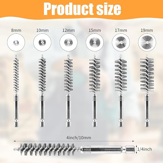 12 Pieces Wire Brush Drill Bore Cleaning Brush Set, - Image 2