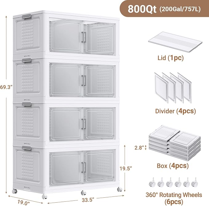 BROVIEW 69.3"H 200Gal Plastic Storage Bins - Image 2