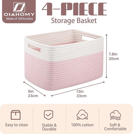 OIAHOMY 4 Pack Storage Baskets for Organizing, Basket for Shelves - Image 2