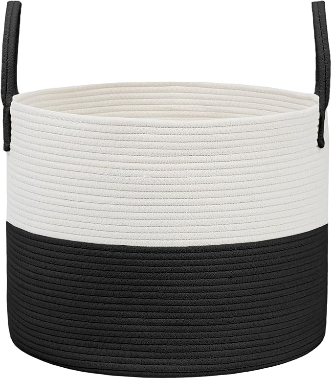 Woven Blanket Basket, 65L Large Rope Storage Bin by JMvicyroam