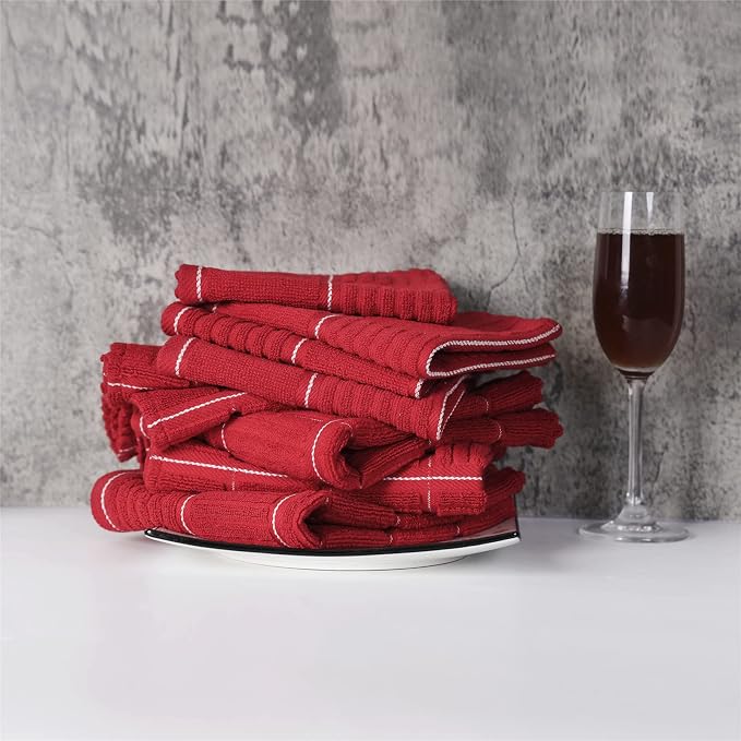 Glynniss Red Kitchen Towels and Dishcloths Set, Dish Towels and Dish Rags Set - Image 4