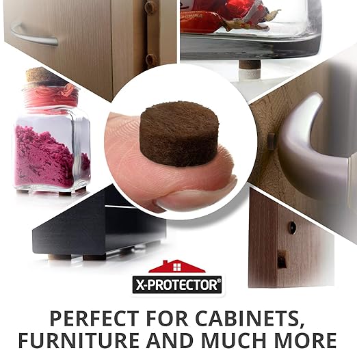 Cabinet Door Bumpers X-Protector 100 PCS – Small Felt Pads 3/8” – Ideal Brown - Image 2