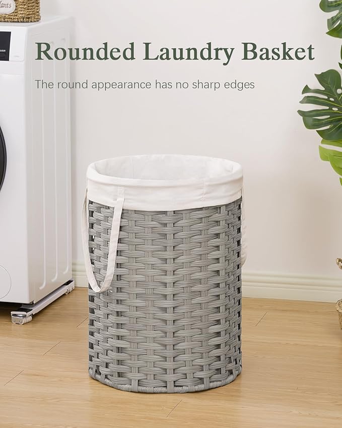 Laundry Hamper Laundry Basket Round 19.0 Gal Handwoven Rattan Laundry Basket - Image 2